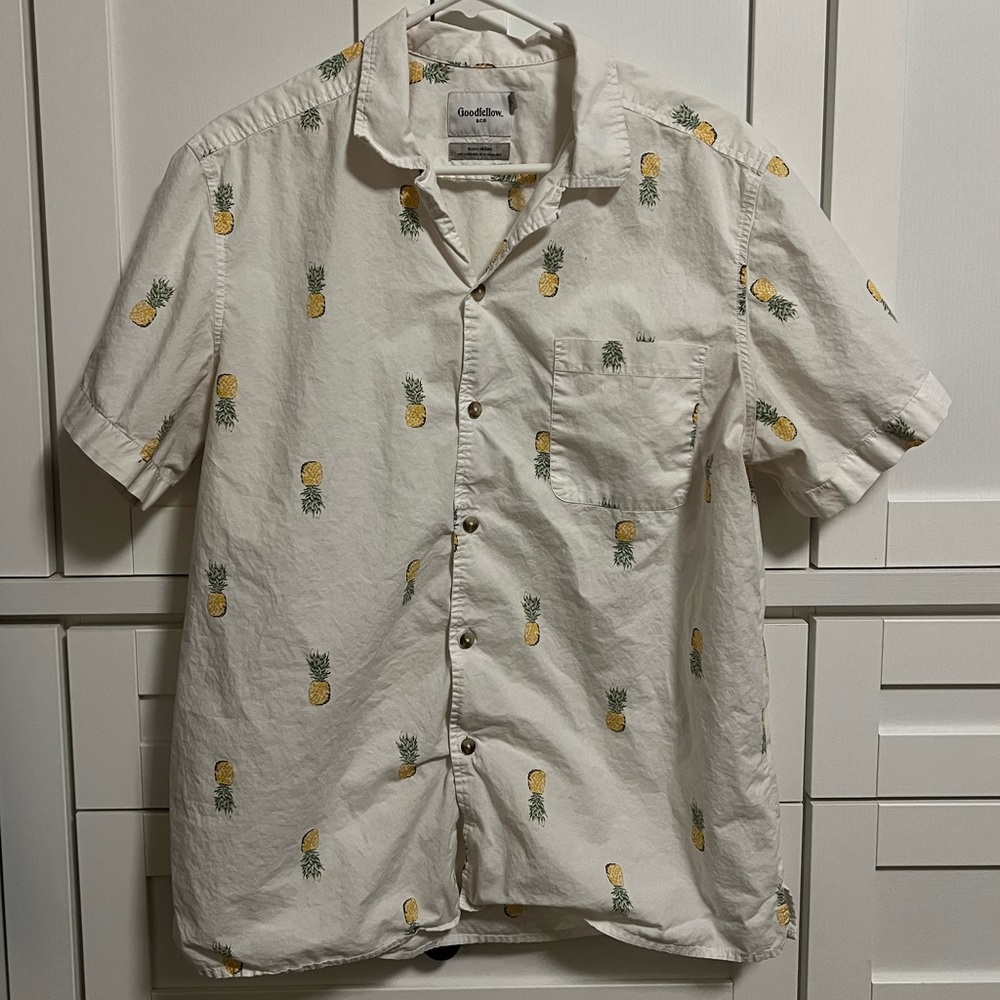 Goodfellow Men’s Pineapple White Button Shirt - image 4